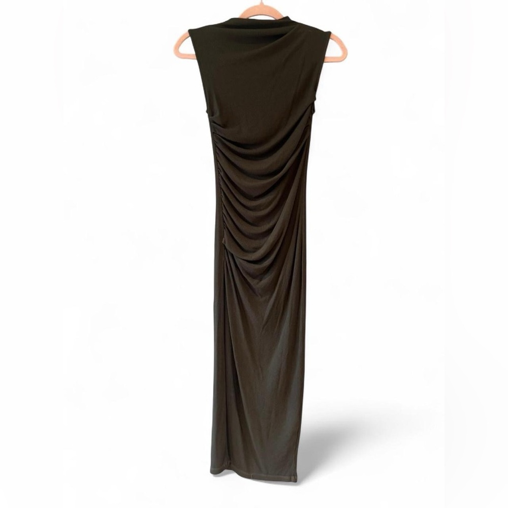 Enza Costa Silk Knit Sleeveless Twist Midi Dress in Army Green XS